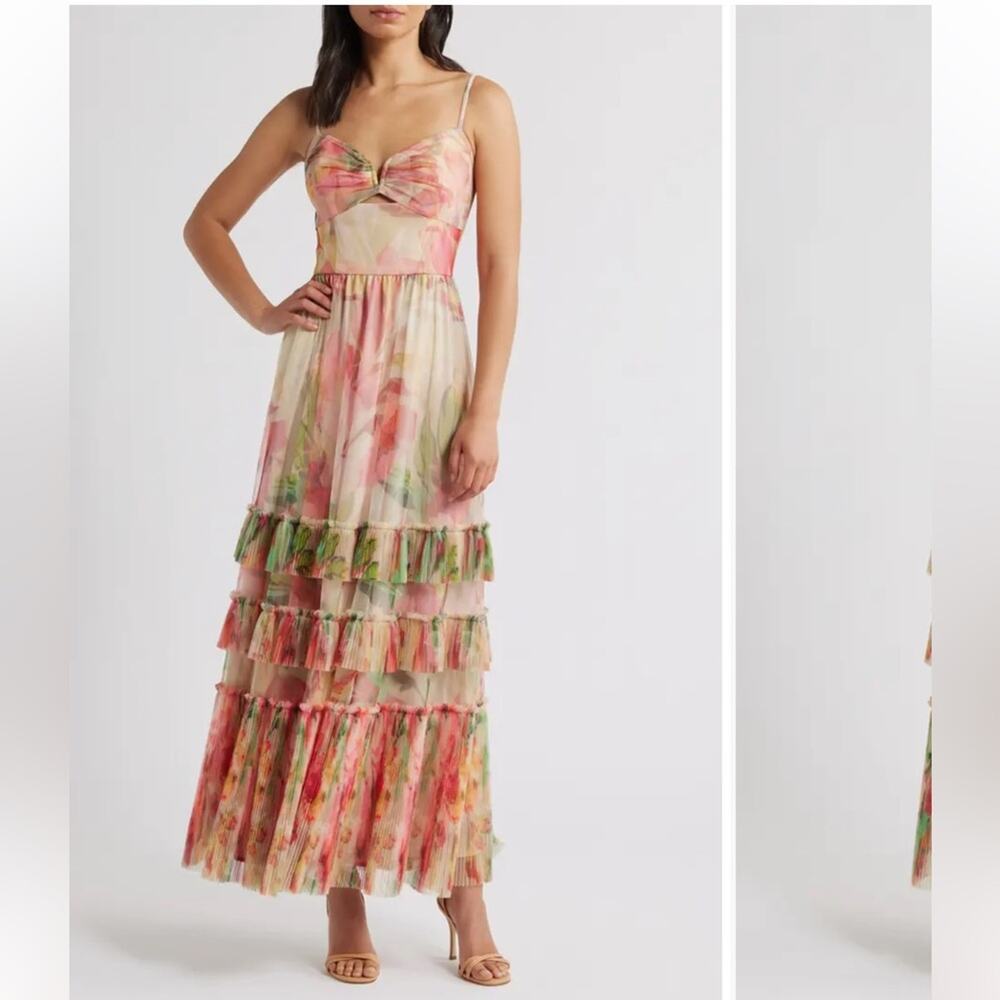 NEW Hutch Elliott Ruffle Printed Tulle Sweetheart Gown, Size 6, MSRP $398